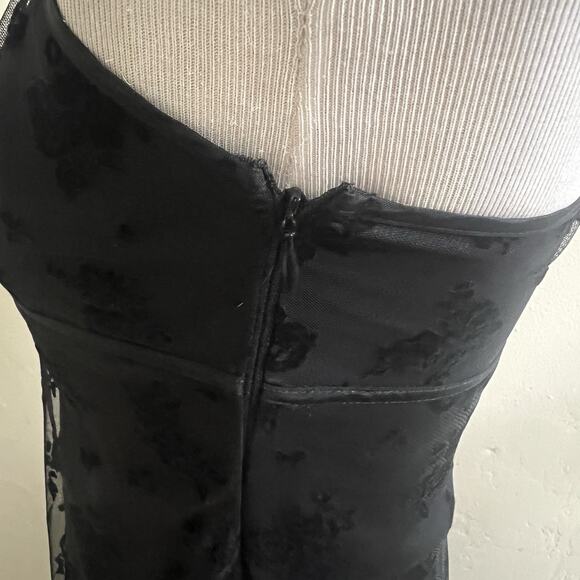 BCBG Y2K Whimsygoth Floral Dress Size 6 Black Mesh Overlay Witchy Dark Fairy - Picture 13 of 13